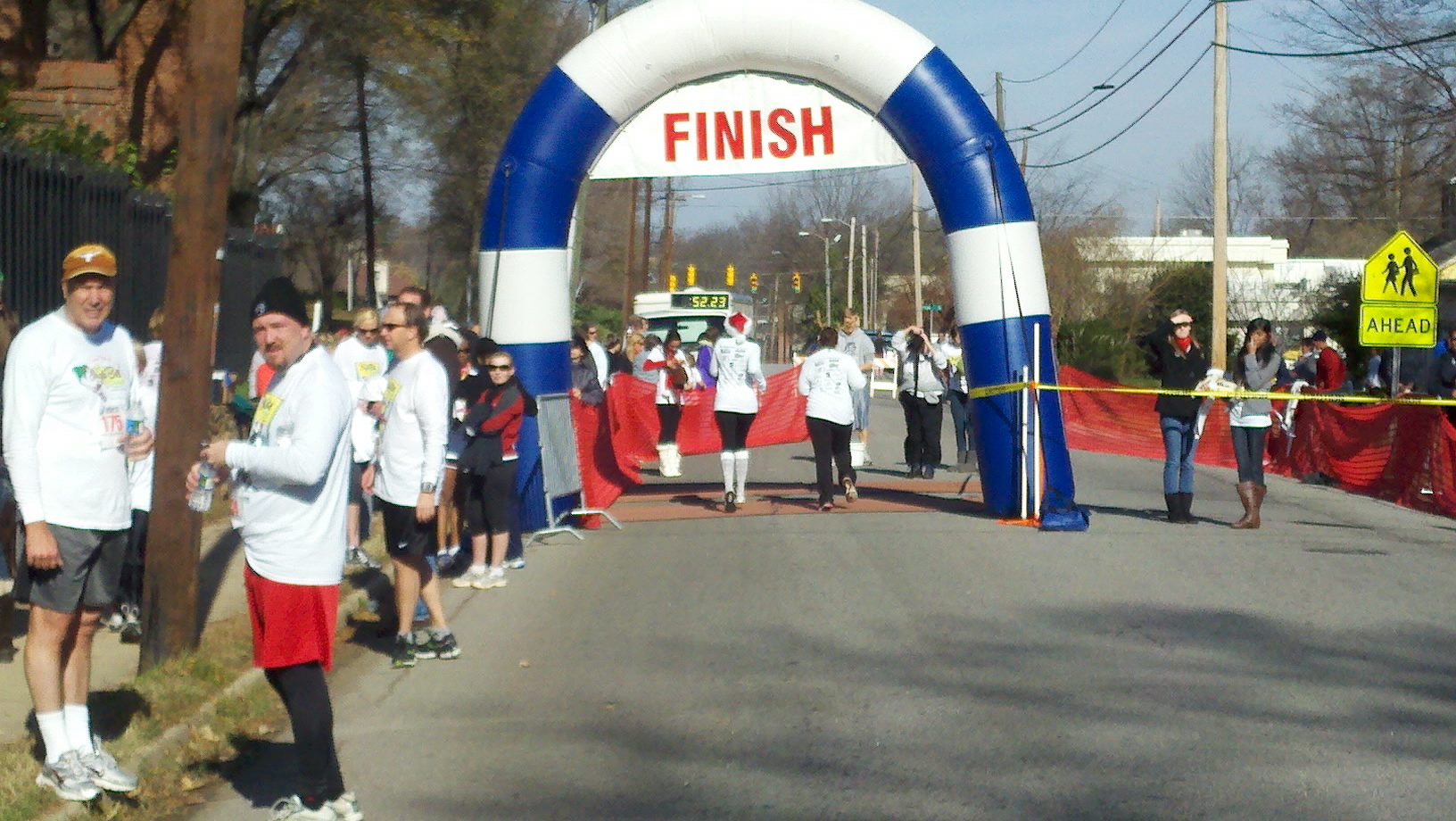 Finish line at the Raleigh Jingle Bell 5K